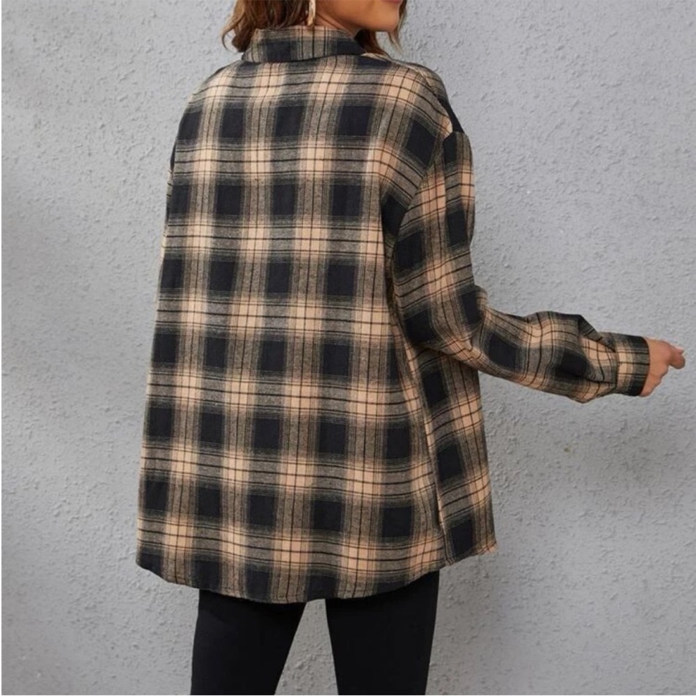 Plaid Print Drop Shoulder Shirt - Picture 4 of 5